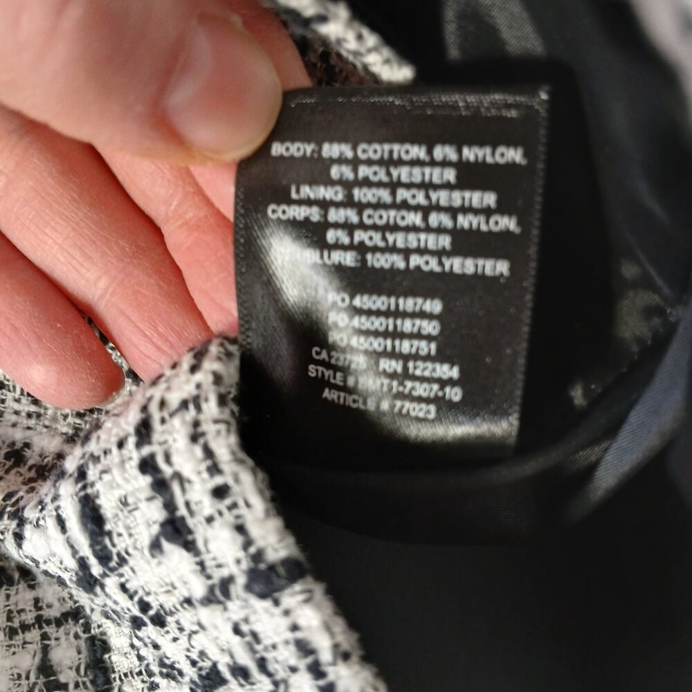 Babaton by Aritzia Tweed Mini Skirt Women Size 4 Black White Career Classic - Picture 8 of 8